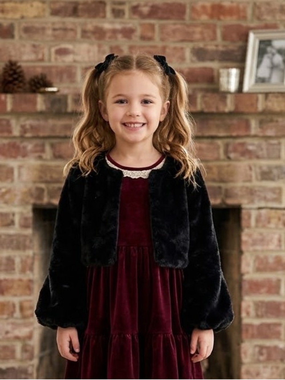 Rare Editions Faux Fur Bolero Shrug Jacket Black Size 6